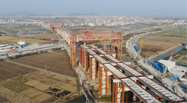 采用步履式智能頂推液壓系統的溫州甌江北口大橋